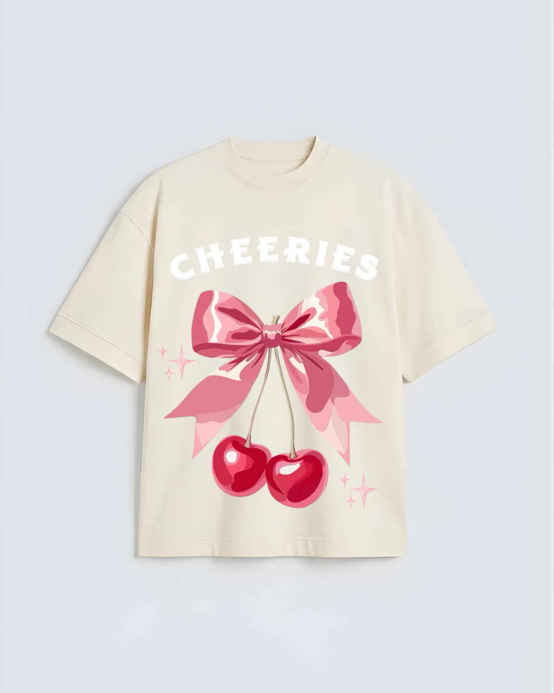 Cheeries Pink Bow and Cherries Oversized T-Shirt