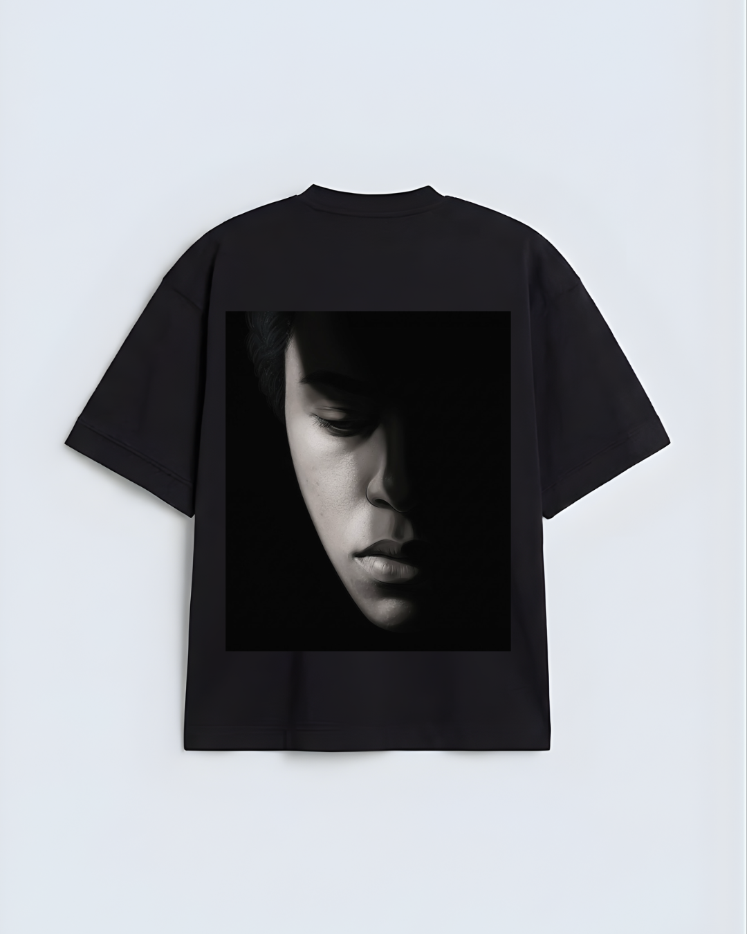 Dramatic Portrait Shadow Art Black T-Shirt