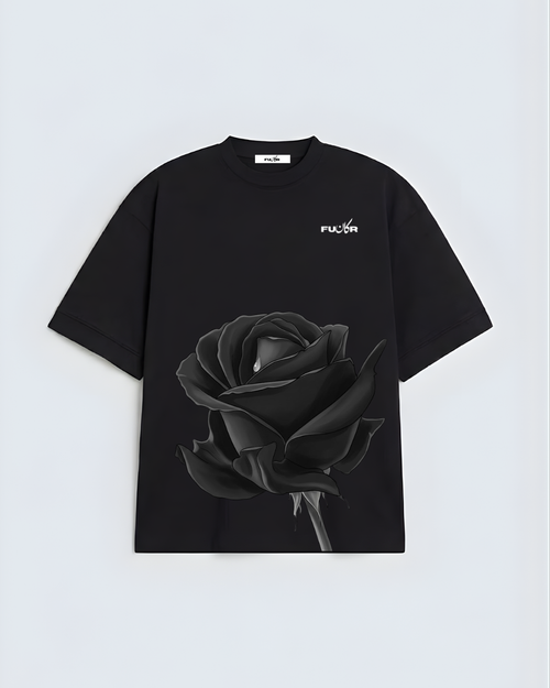 Black Rose Graphic Oversized T-Shirt